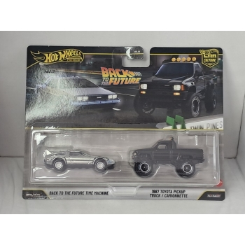 Hot Wheels 1:64 2 pack Premium - Back To The Future Time Machine + Toyota Pickup Truck 1987